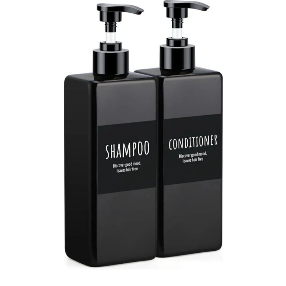 2pcs 16.9oz Plastic Pump Shampoo & Conditioner Bottles  500ml Refillable